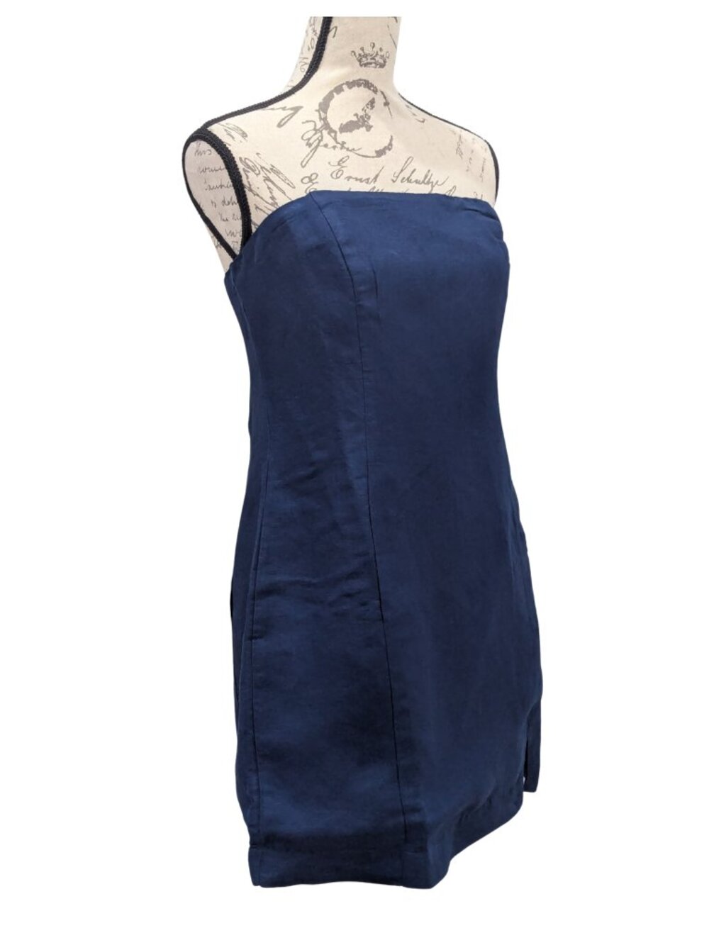 French Connection Strapless Linen Mini Dress Navy 10 NWT - Picture 3 of 13